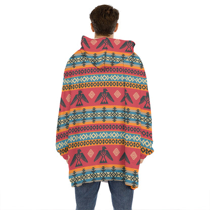 Native American Eagle Pattern Print Hoodie Blanket