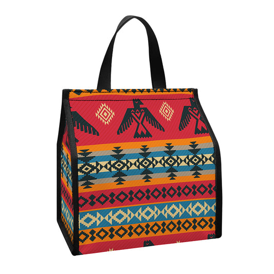 Native American Eagle Pattern Print Insulated Lunch Tote