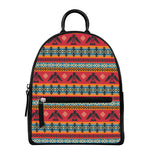 Native American Eagle Pattern Print Leather Backpack