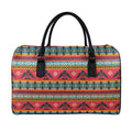 Native American Eagle Pattern Print Leather Duffel Bag