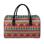 Native American Eagle Pattern Print Leather Duffle Bag