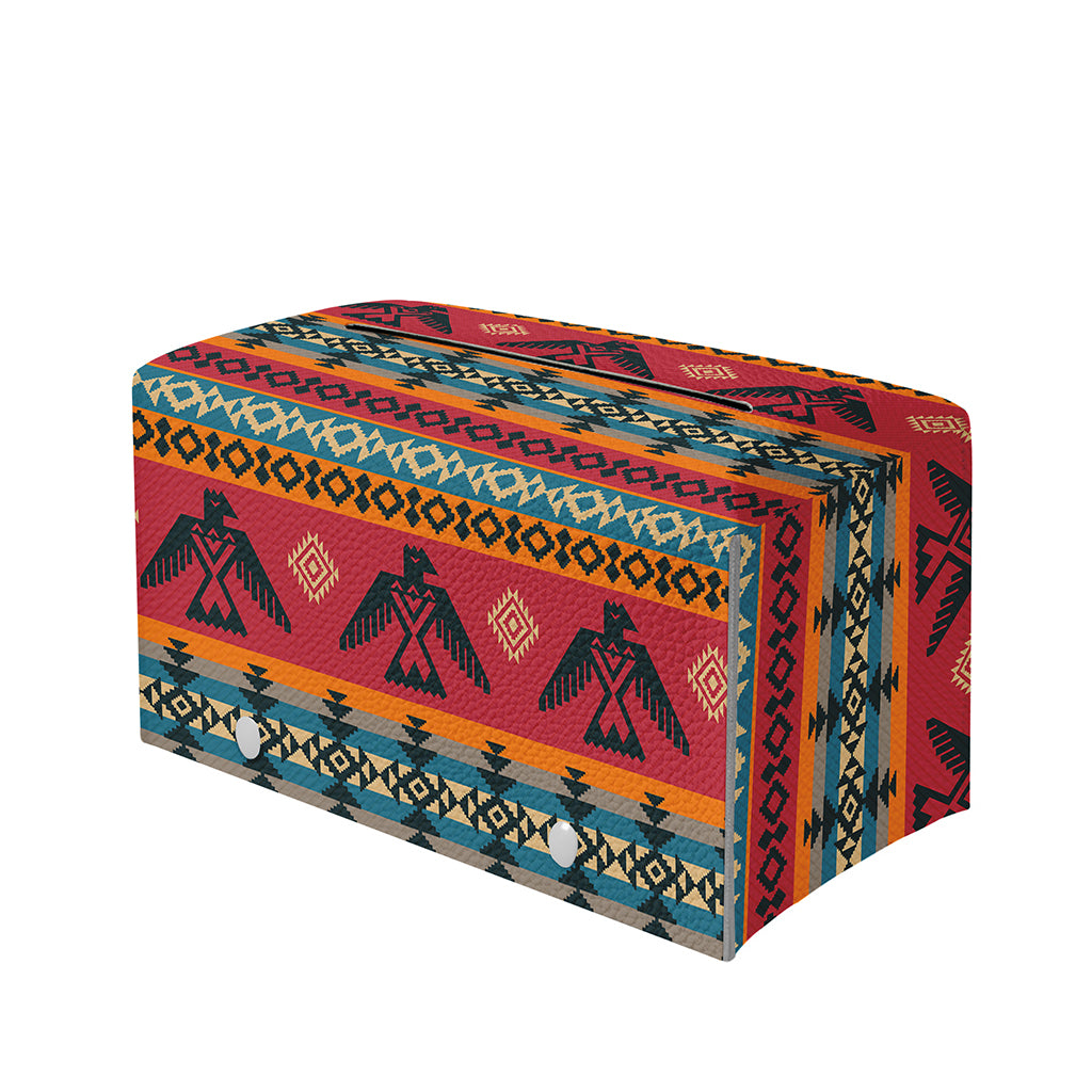 Native American Eagle Pattern Print Leather Tissue Box Cover