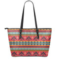 Native American Eagle Pattern Print Leather Tote Bag With Zipper