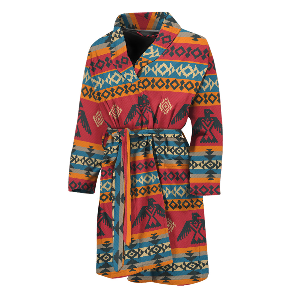 Native American Eagle Pattern Print Men's Bathrobe