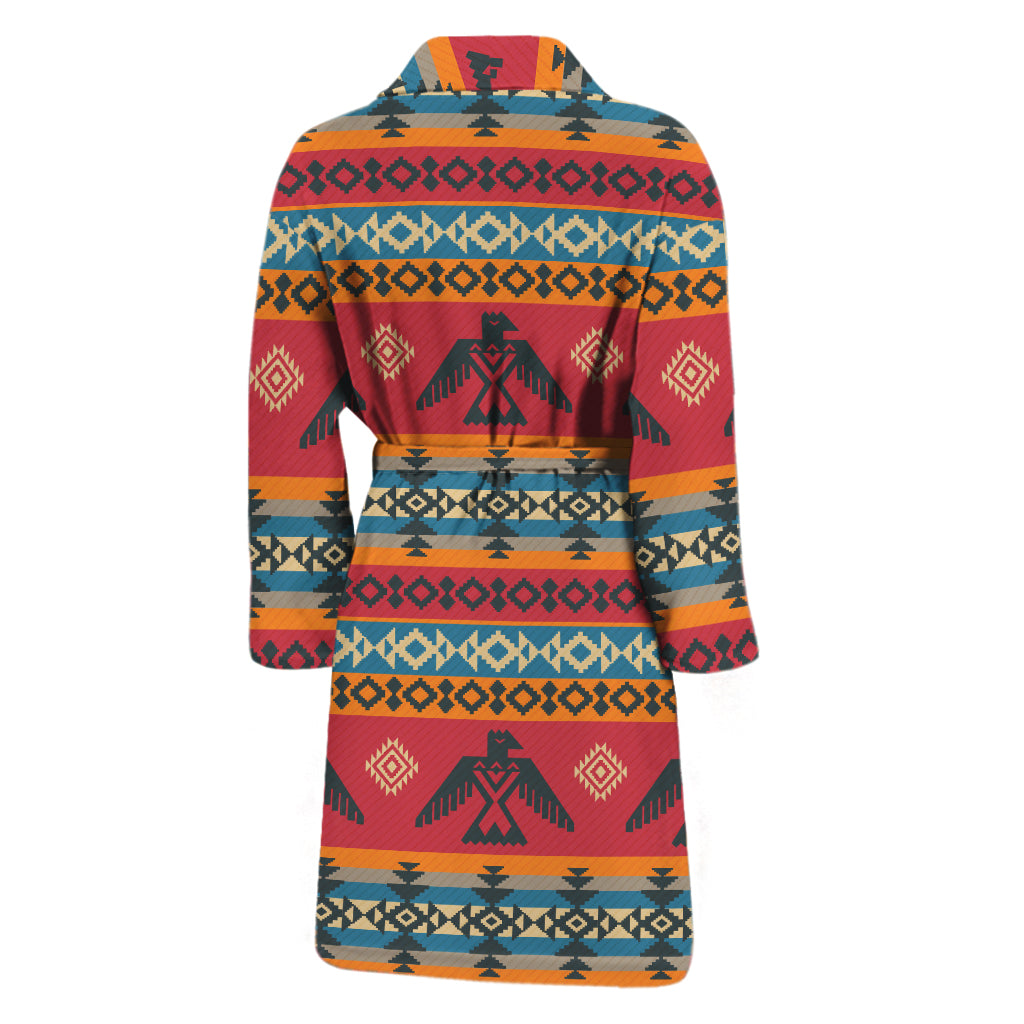 Native American Eagle Pattern Print Men's Bathrobe