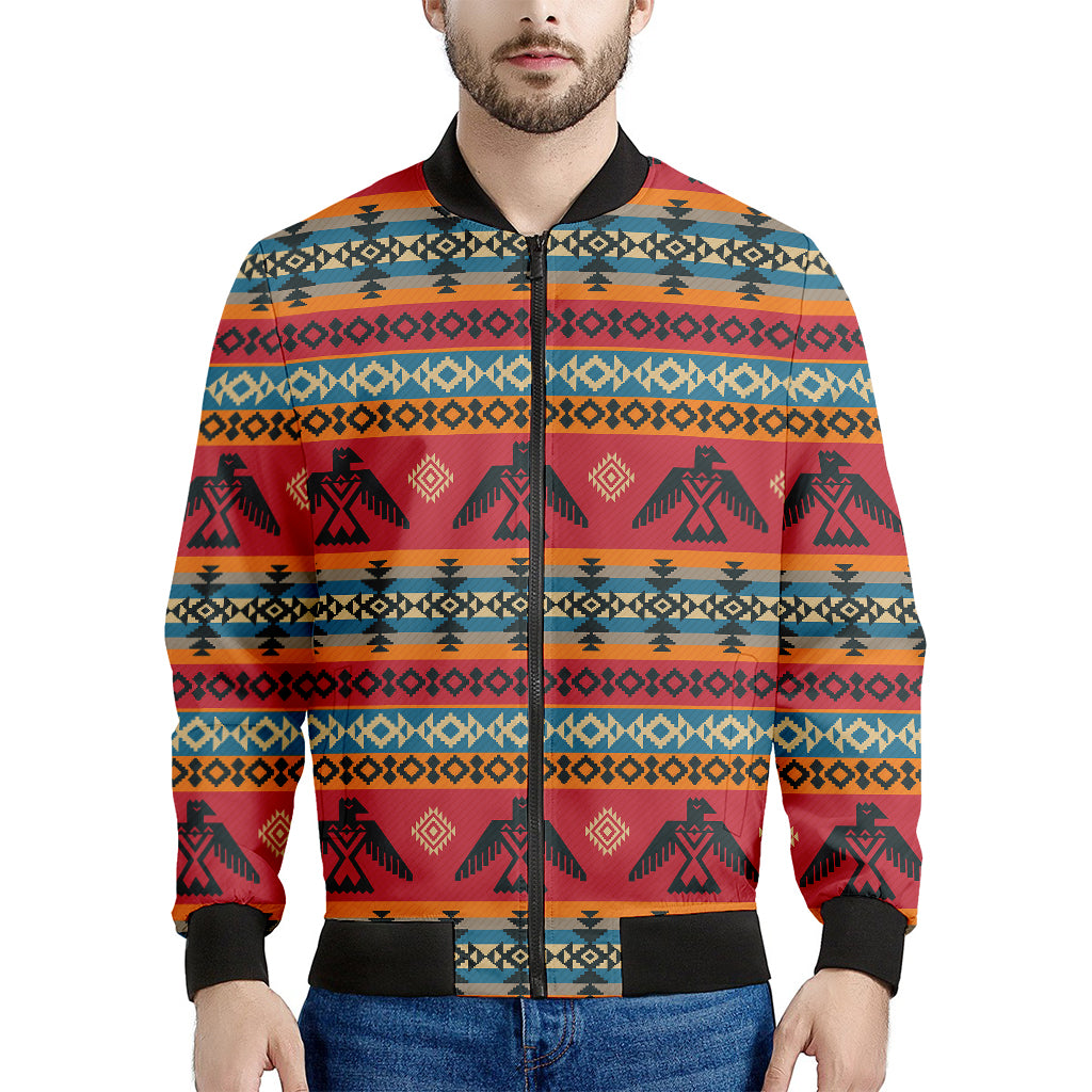 Native American Eagle Pattern Print Men's Bomber Jacket