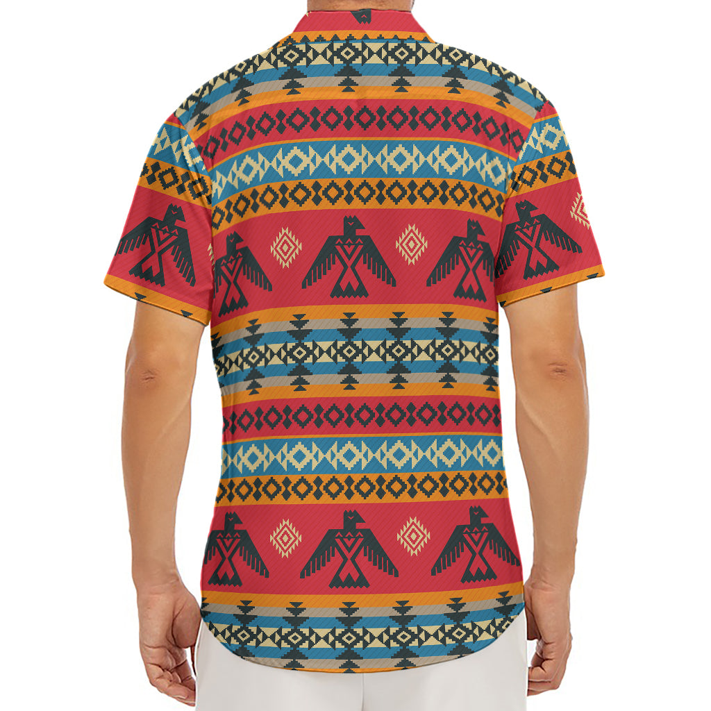 Native American Eagle Pattern Print Men's Deep V-Neck Shirt