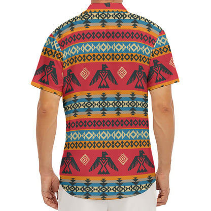 Native American Eagle Pattern Print Men's Deep V-Neck Shirt