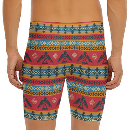 Native American Eagle Pattern Print Men's Long Boxer Briefs