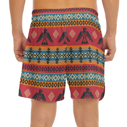 Native American Eagle Pattern Print Men's Split Running Shorts