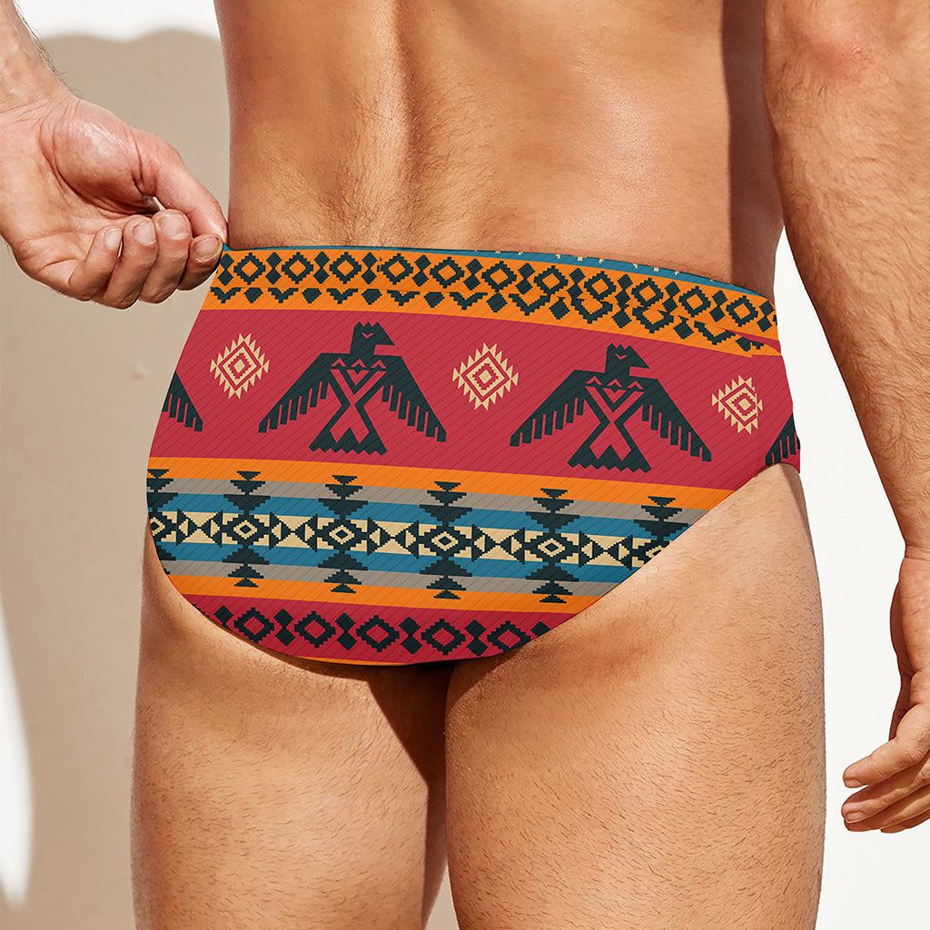 Native American Eagle Pattern Print Men's Swim Briefs