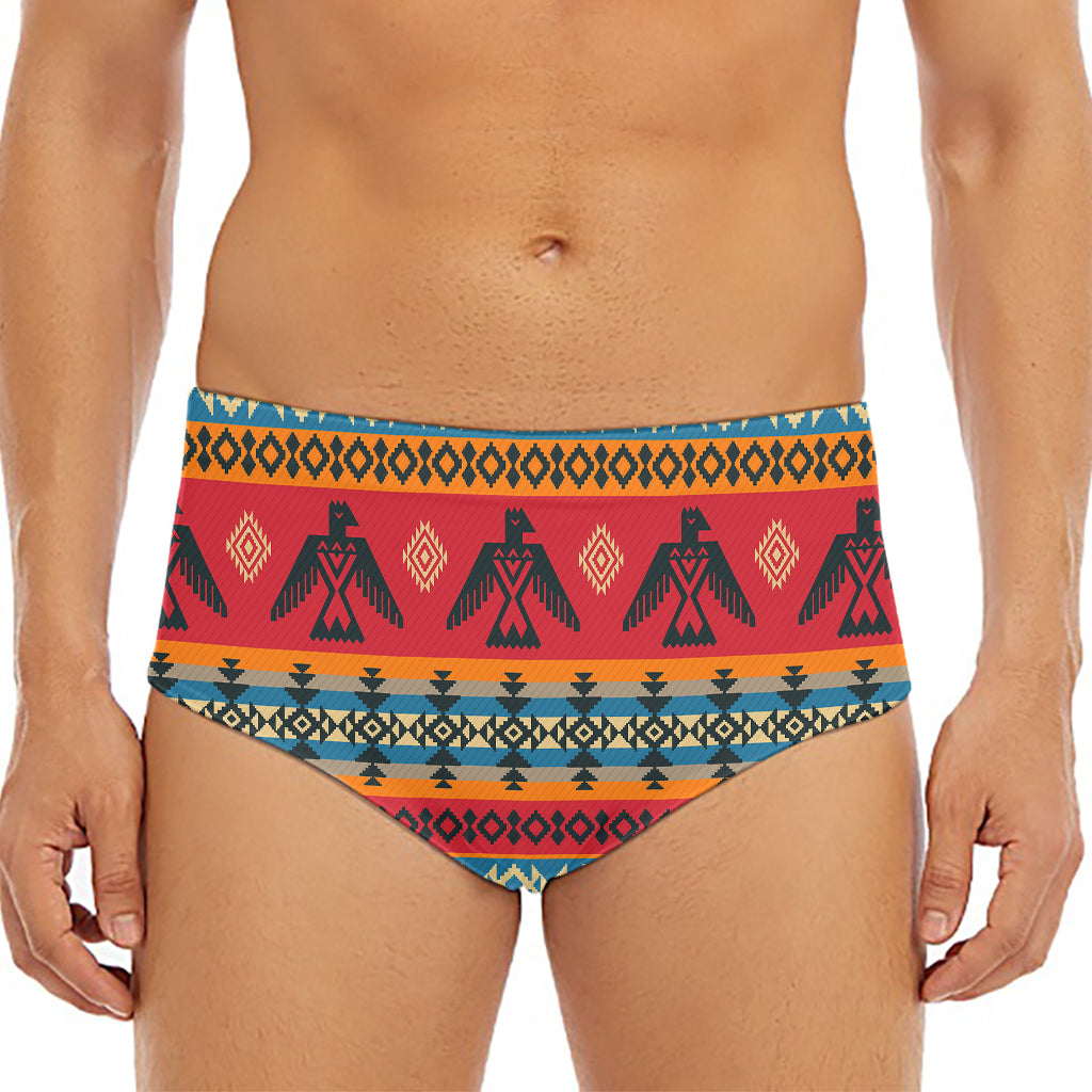 Native American Eagle Pattern Print Men's Triangle Swim Briefs