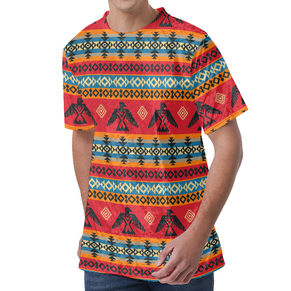 Native American Eagle Pattern Print Men's Velvet T-Shirt