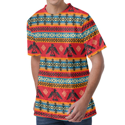 Native American Eagle Pattern Print Men's Velvet T-Shirt