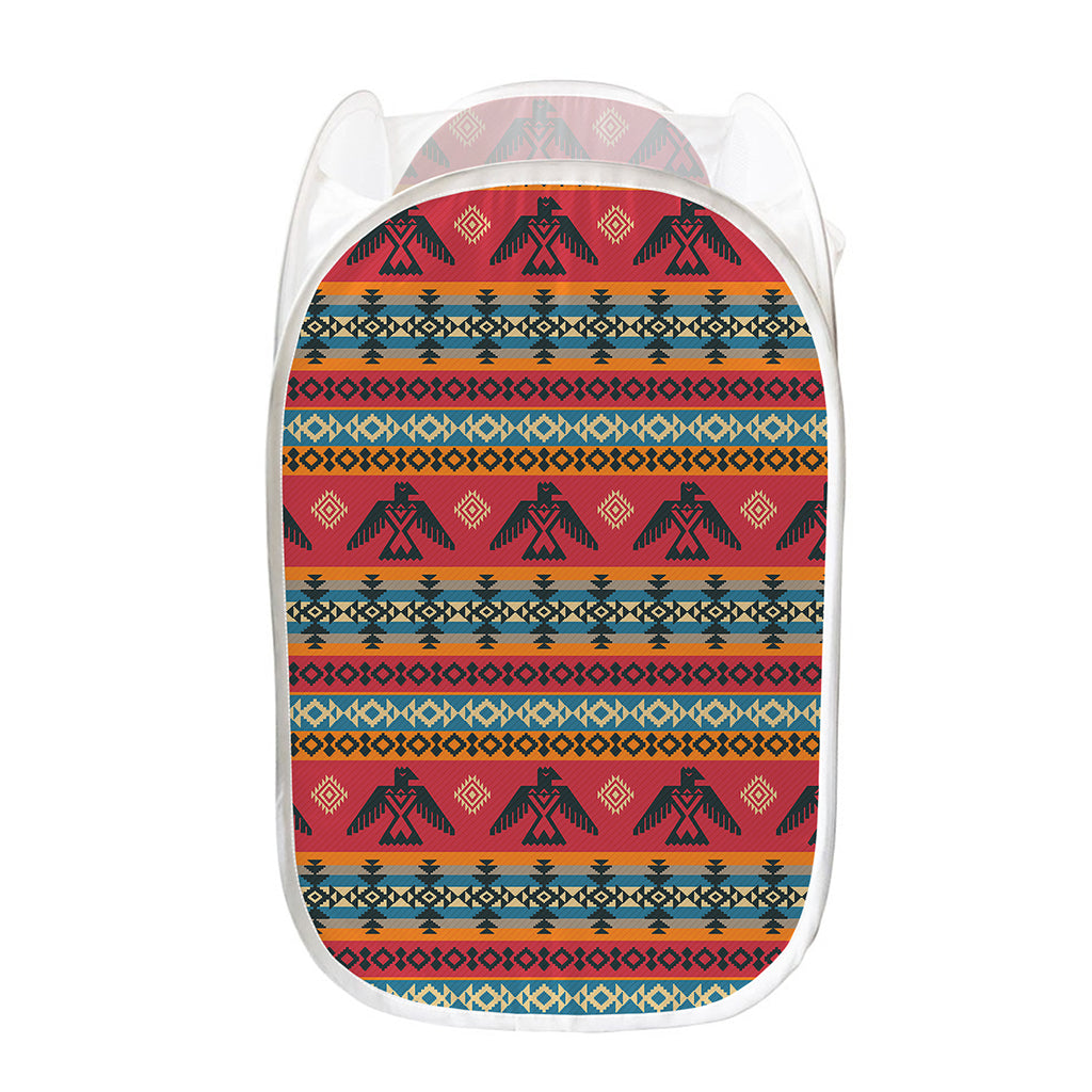 Native American Eagle Pattern Print Mesh Laundry Hamper