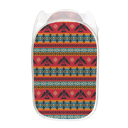 Native American Eagle Pattern Print Mesh Laundry Hamper