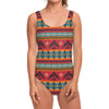 Native American Eagle Pattern Print One Piece Swimsuit