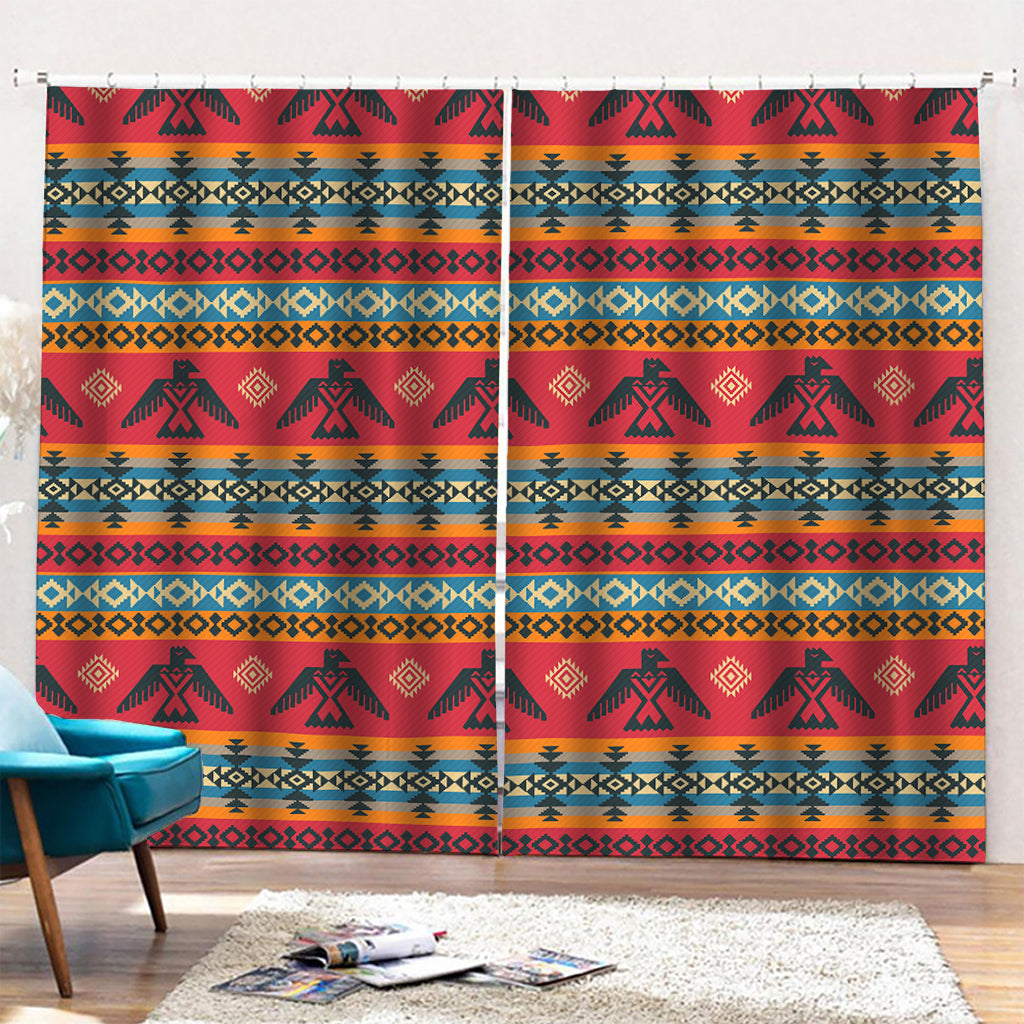 Native American Eagle Pattern Print Pencil Pleat Curtains