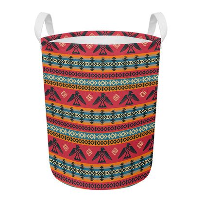 Native American Eagle Pattern Print Round Laundry Basket