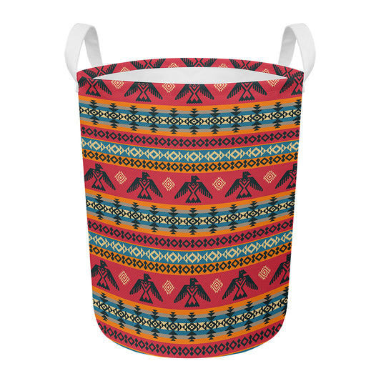 Native American Eagle Pattern Print Round Laundry Basket