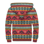 Native American Eagle Pattern Print Sherpa Lined Zip Up Hoodie