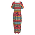 Native American Eagle Pattern Print Short Sleeve Long Nightdress