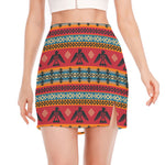 Native American Eagle Pattern Print Side Slit Mini Skirt