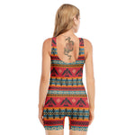 Native American Eagle Pattern Print Sleeveless One Piece Swimsuit