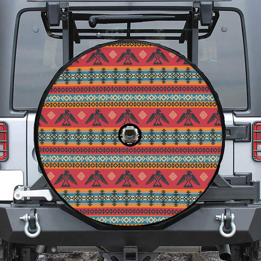 Native American Eagle Pattern Print Tire Cover With Camera Hole