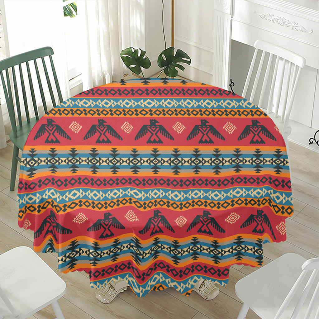 Native American Eagle Pattern Print Waterproof Round Tablecloth
