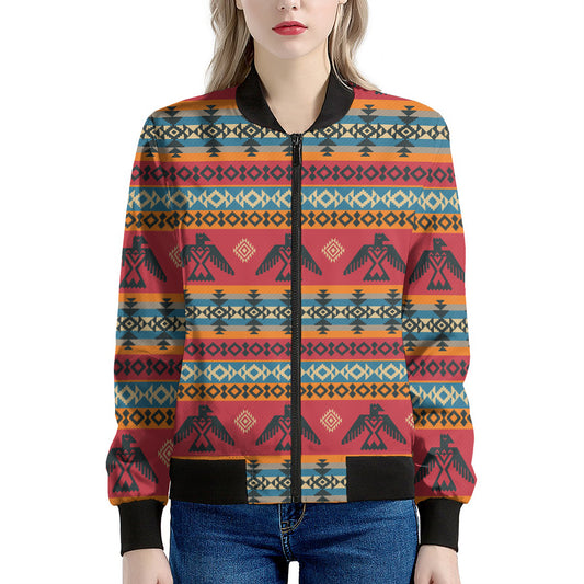 Native American Eagle Pattern Print Women's Bomber Jacket