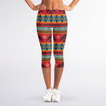 Native American Eagle Pattern Print Women's Capri Leggings