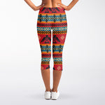 Native American Eagle Pattern Print Women's Capri Leggings