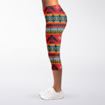 Native American Eagle Pattern Print Women's Capri Leggings