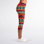 Native American Eagle Pattern Print Women's Capri Leggings