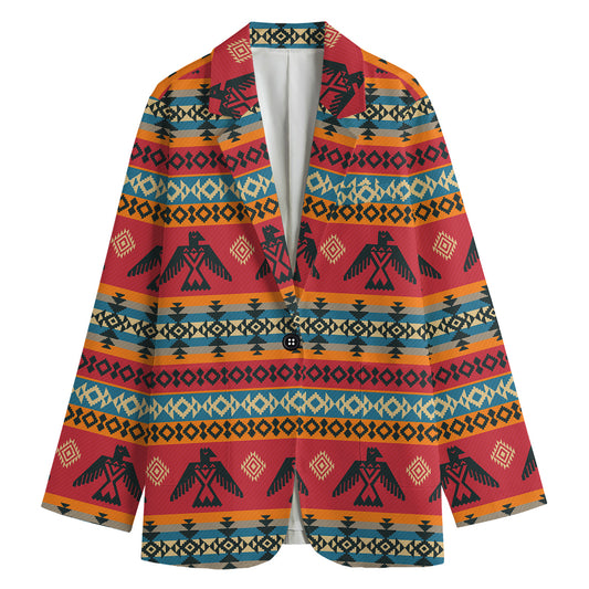 Native American Eagle Pattern Print Women's Cotton Blazer