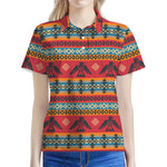 Native American Eagle Pattern Print Women's Polo Shirt