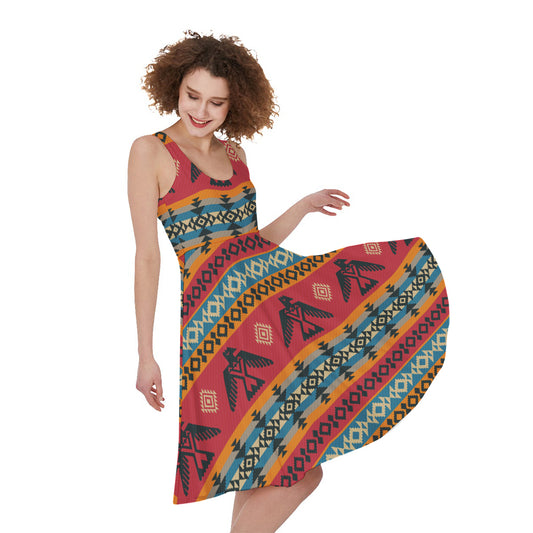Native American Eagle Pattern Print Women's Sleeveless Dress
