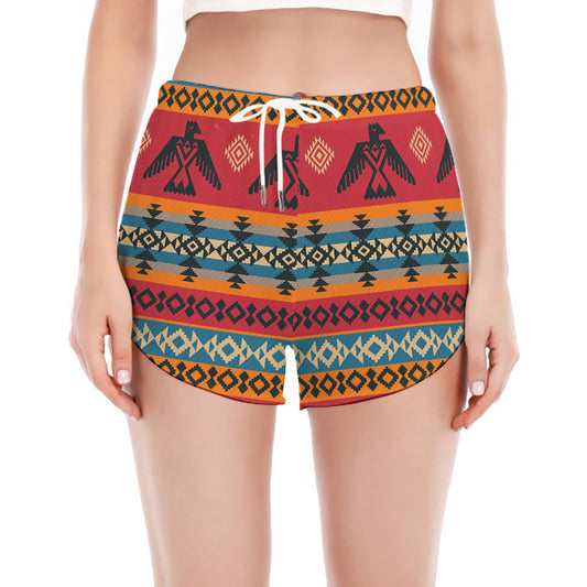 Native American Eagle Pattern Print Women's Split Running Shorts