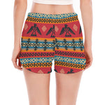 Native American Eagle Pattern Print Women's Split Running Shorts