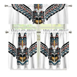 Native American Eagle Totem Print 3 Piece Kitchen Curtains