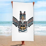Native American Eagle Totem Print Beach Towel