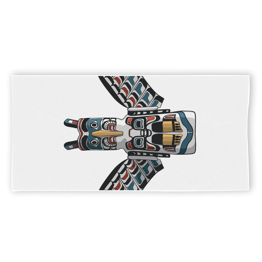 Native American Eagle Totem Print Beach Towel
