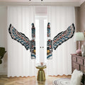 Native American Eagle Totem Print Dimout Pencil Pleat Curtains