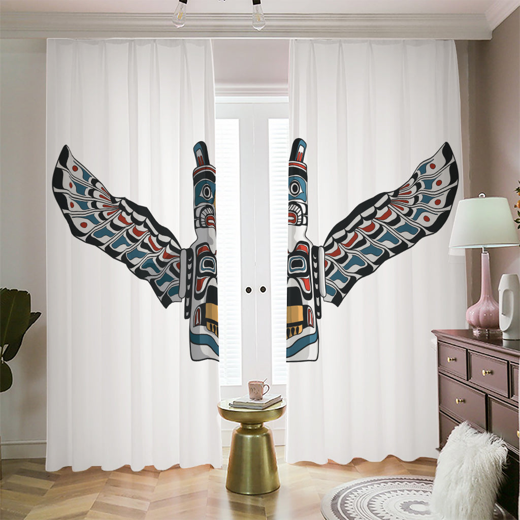 Native American Eagle Totem Print Blackout Pencil Pleat Curtains