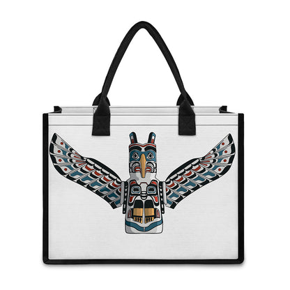 Native American Eagle Totem Print Canvas Tote Bag