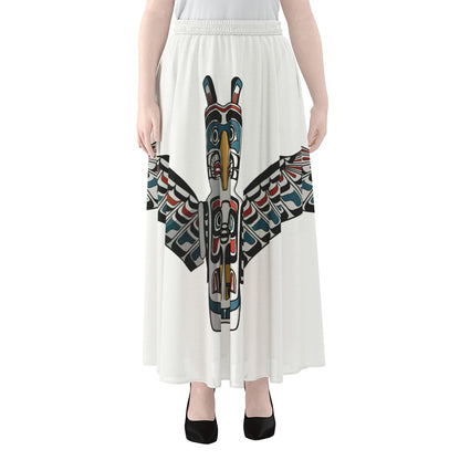 Native American Eagle Totem Print Chiffon Maxi Skirt