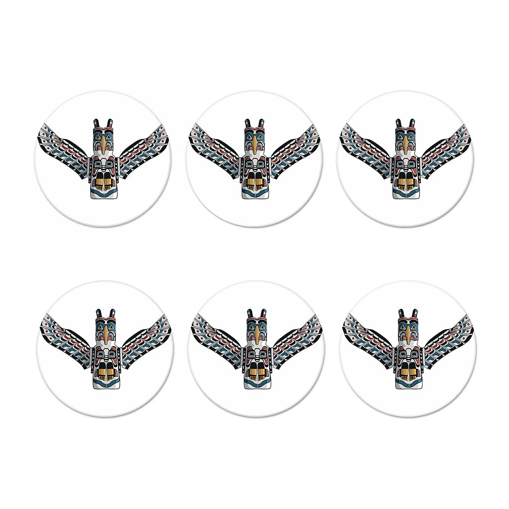 Native American Eagle Totem Print Coaster Set
