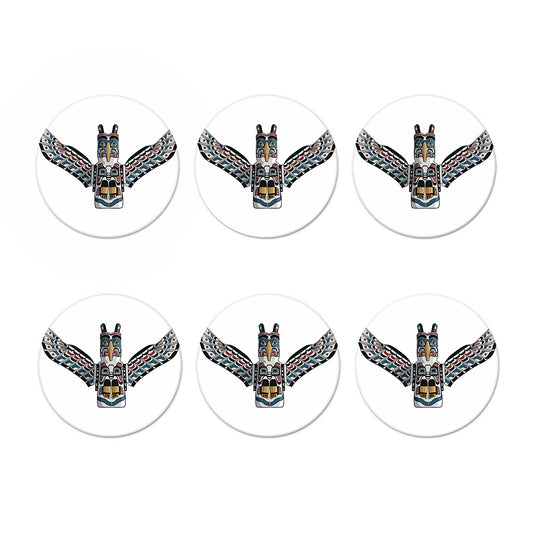 Native American Eagle Totem Print Coaster Set