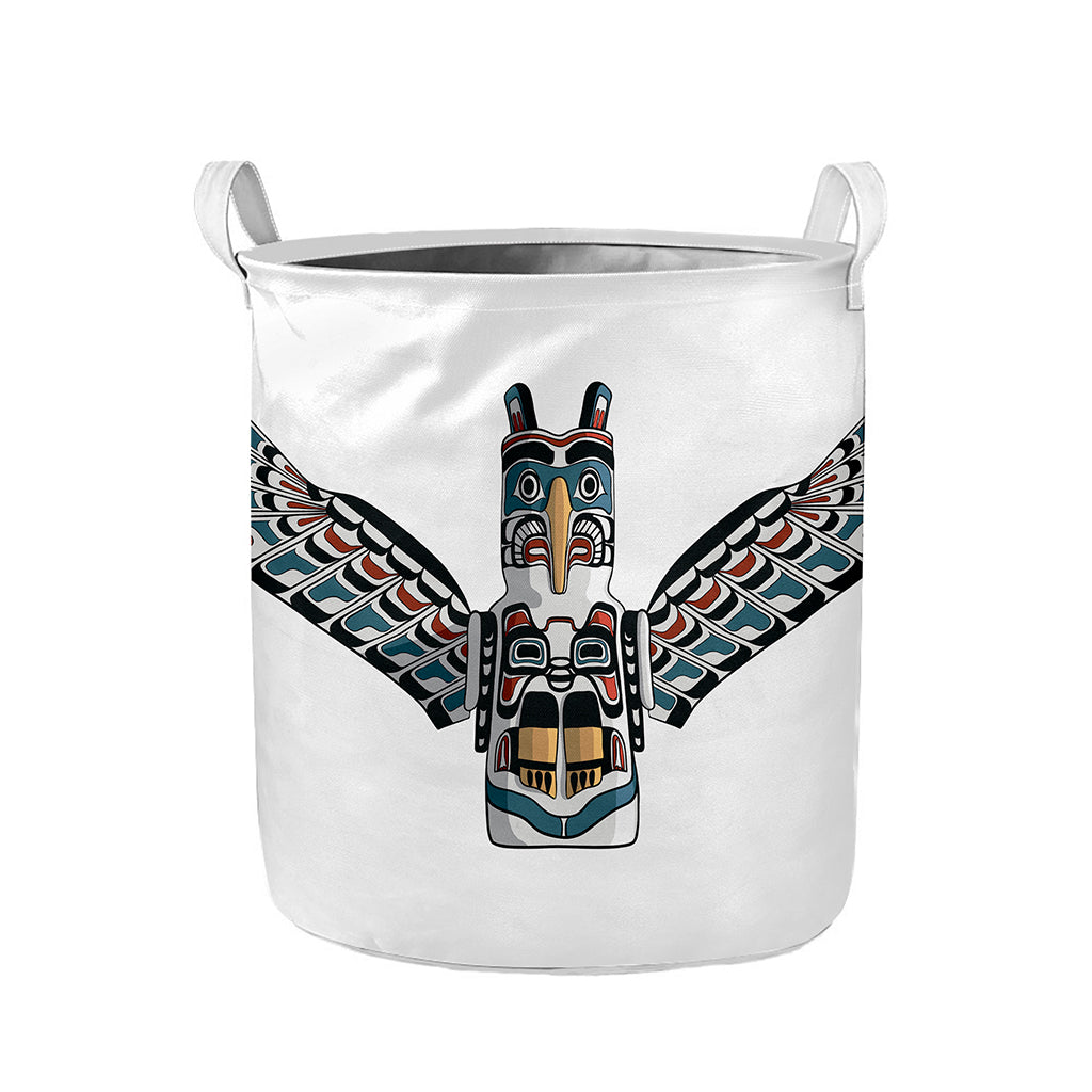 Native American Eagle Totem Print Collapsible Laundry Basket